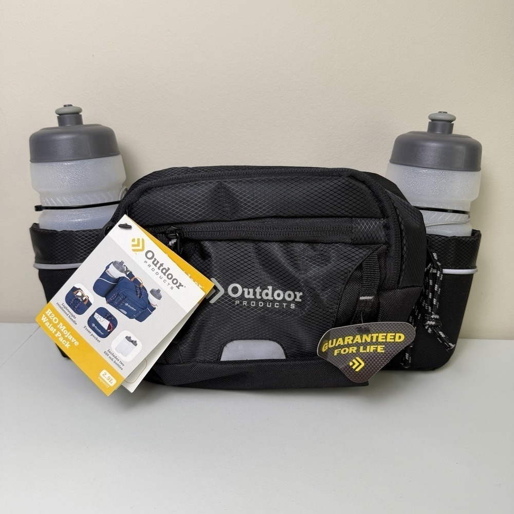 Outdoor Products H2O Mojave Waist Pack Black Hydration Belt with 2 Water Bottles